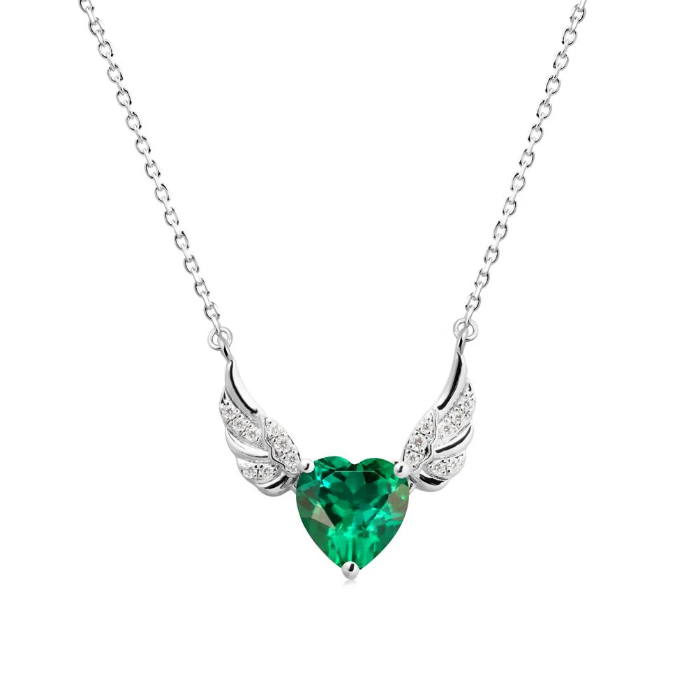Winged Heart Shaped Emerald Pendant - Image 6