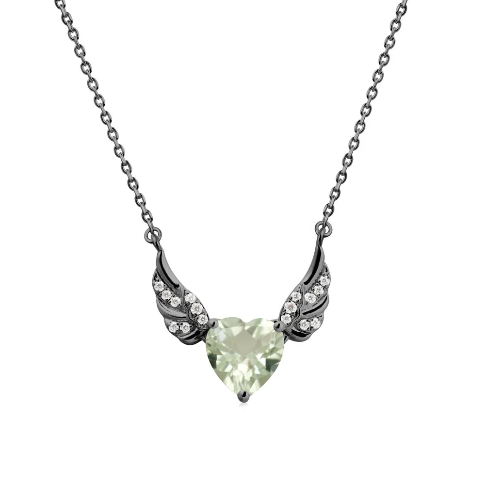 Winged Heart Shaped Green Amethyst Pendant
