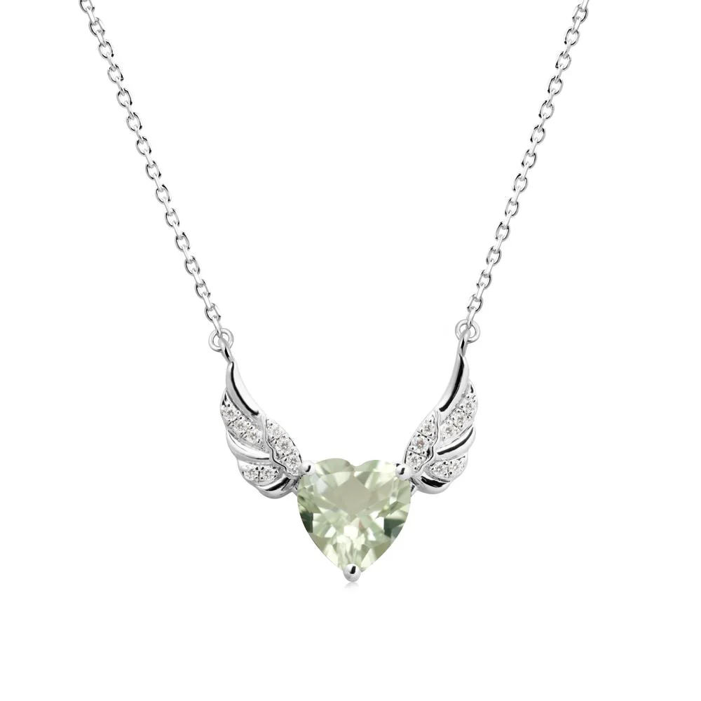 Winged Heart Shaped Green Amethyst Pendant - Image 3