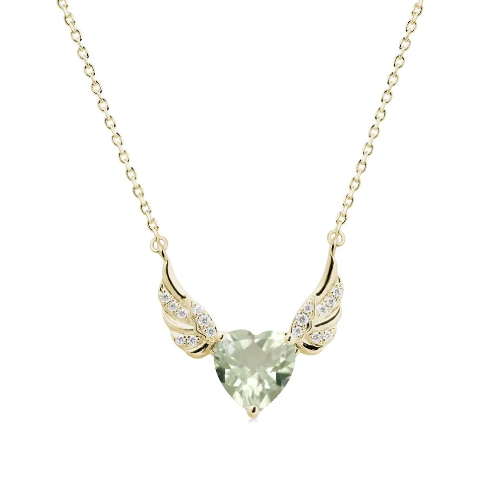 Winged Heart Shaped Green Amethyst Pendant - Image 4