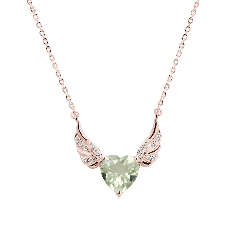 Winged Heart Shaped Green Amethyst Pendant - Image 5