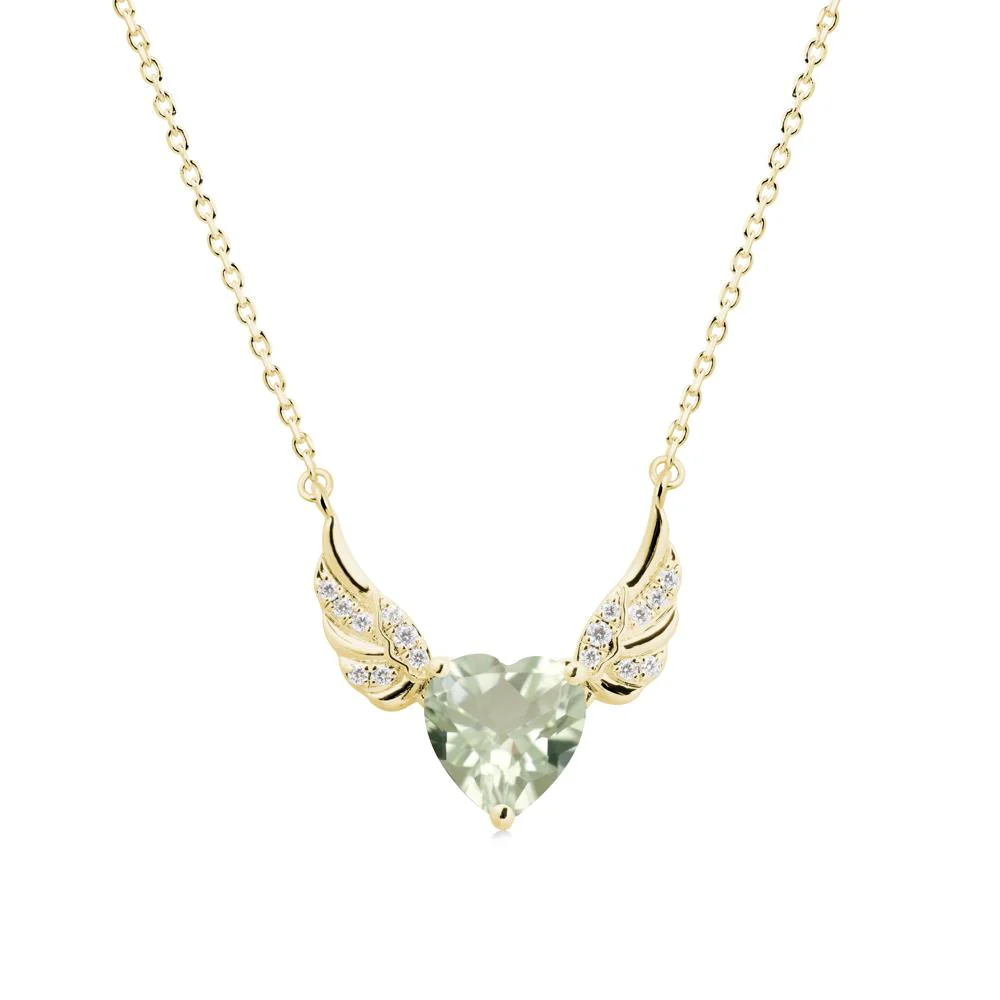 Winged Heart Shaped Green Amethyst Pendant - Image 7
