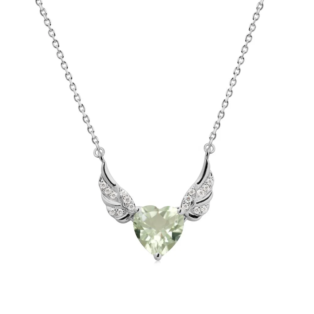 Winged Heart Shaped Green Amethyst Pendant - Image 8