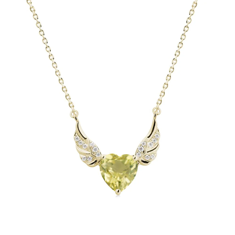 Winged Heart Shaped Lemon Quartz Pendant