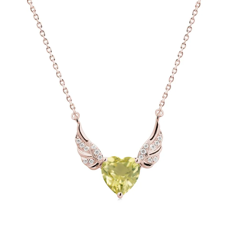 Winged Heart Shaped Lemon Quartz Pendant - Image 2