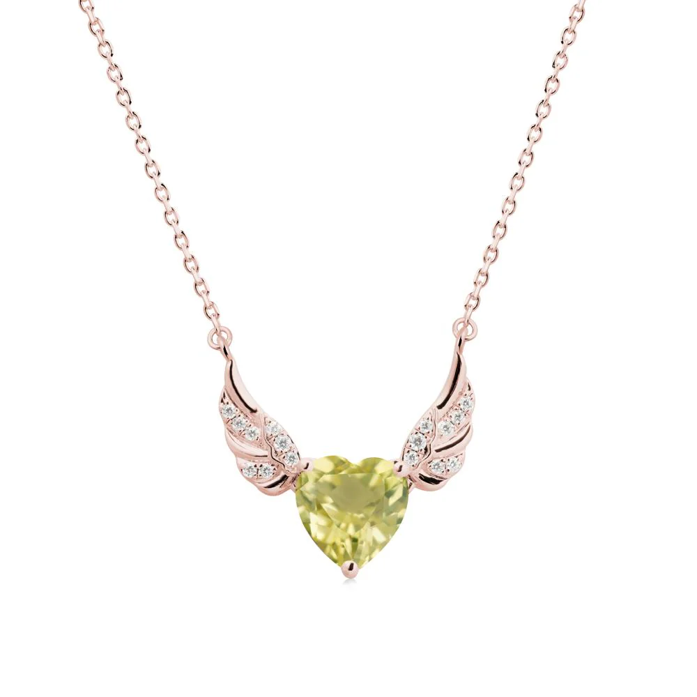 Winged Heart Shaped Lemon Quartz Pendant - Image 4