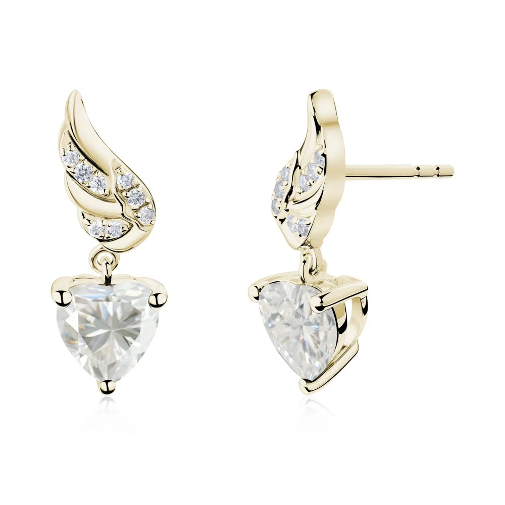 Winged Heart Shaped Moissanite Stud Earrings - Image 8