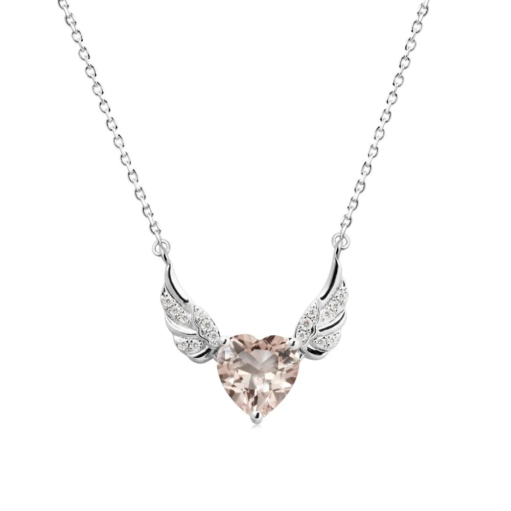 Winged Heart Shaped Morganite Pendant - Image 3
