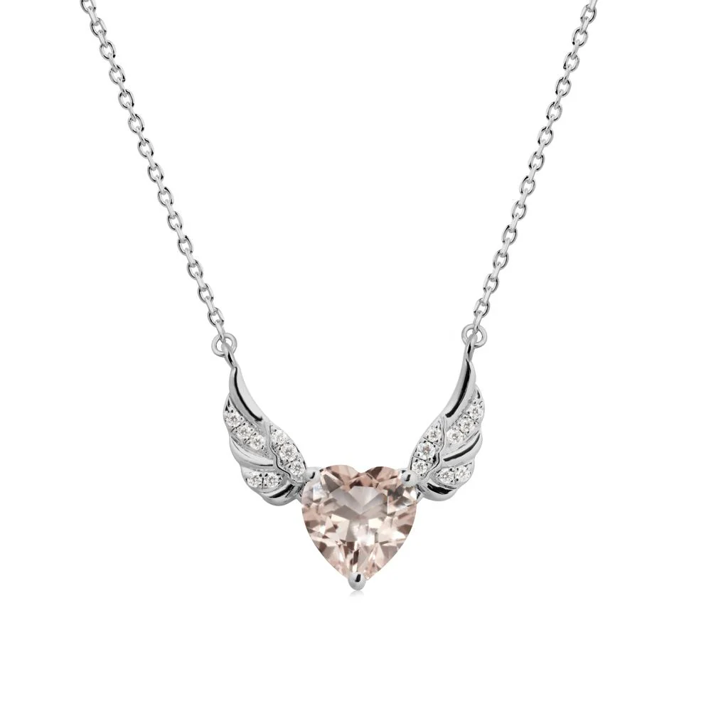 Winged Heart Shaped Morganite Pendant - Image 8