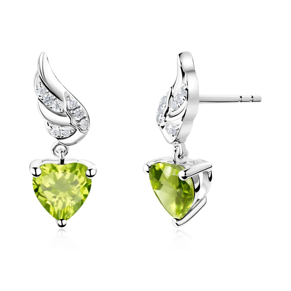 Winged Heart Shaped Peridot Stud Earrings - Image 7