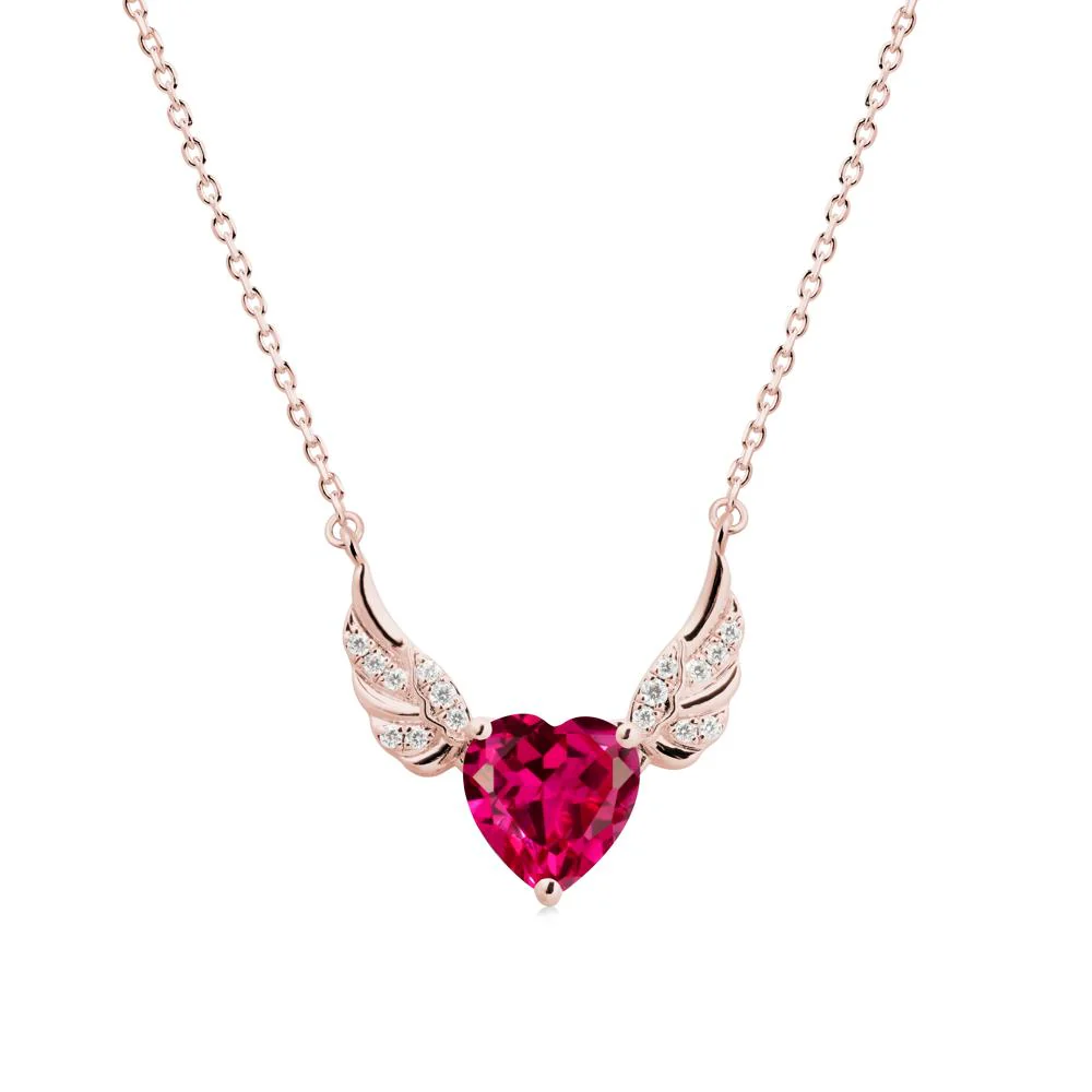 Winged Heart Shaped Ruby Pendant - Image 5