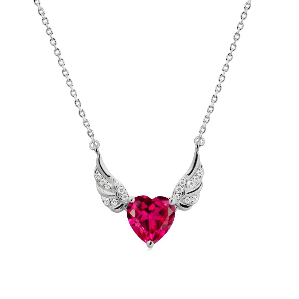 Winged Heart Shaped Ruby Pendant - Image 8