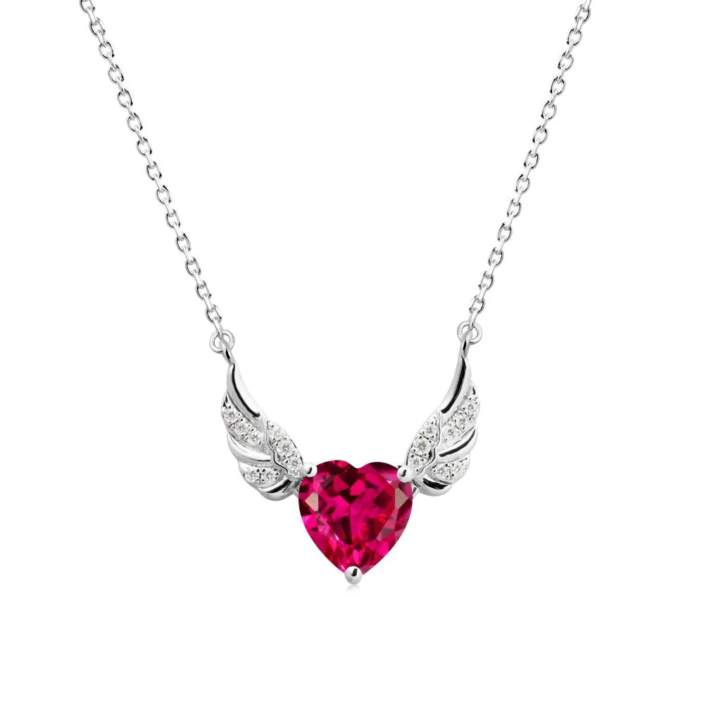Winged Heart Shaped Ruby Pendant - Image 9