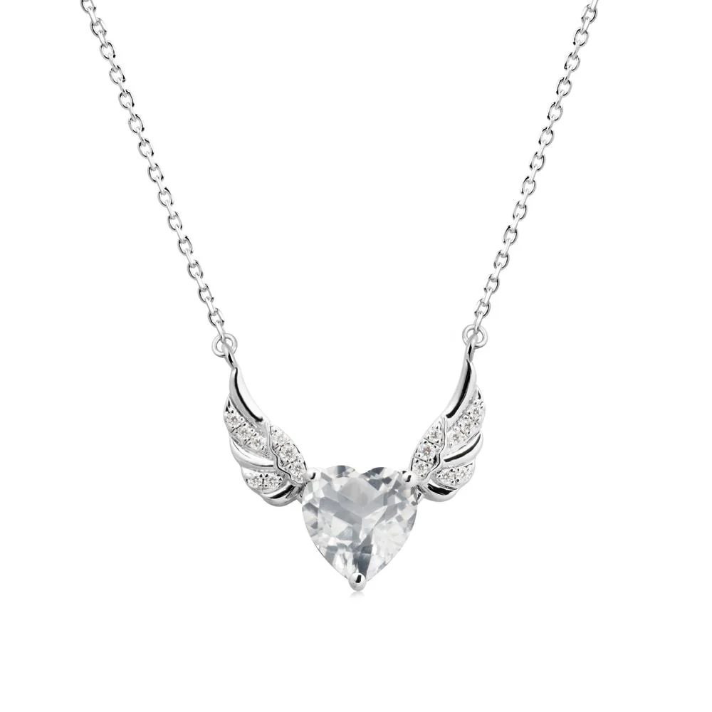 Winged Heart Shaped White Topaz Pendant - Image 3