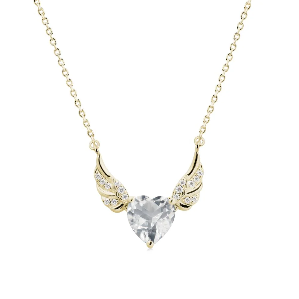 Winged Heart Shaped White Topaz Pendant - Image 4