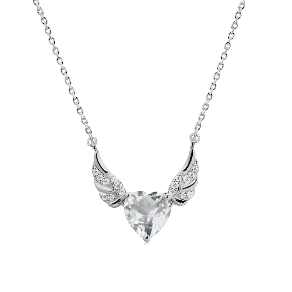 Winged Heart Shaped White Topaz Pendant - Image 8