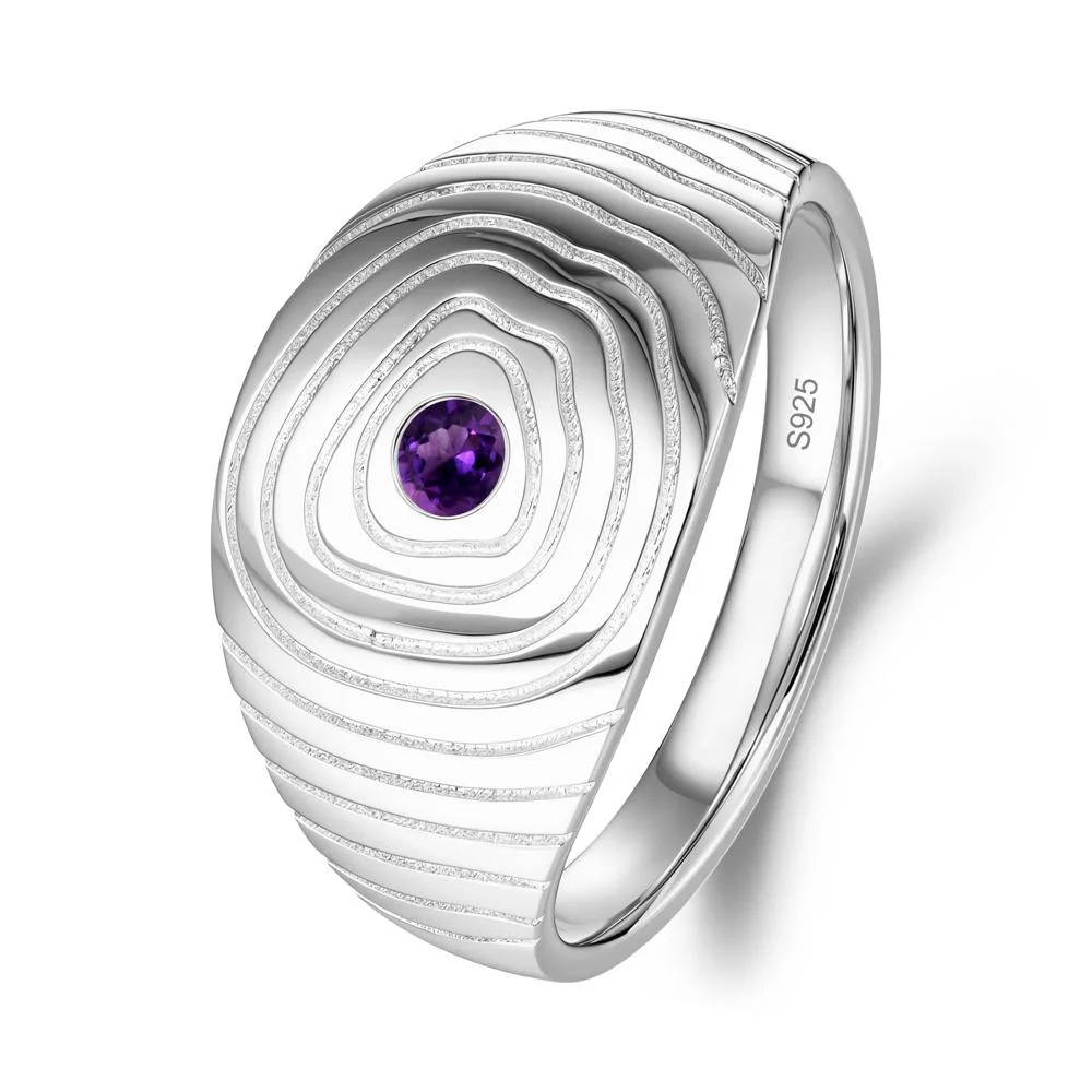 Wood Grain Amethyst Statement Ring - Image 2