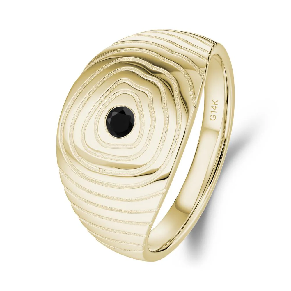Wood Grain Black Spinel Statement Ring - Image 2