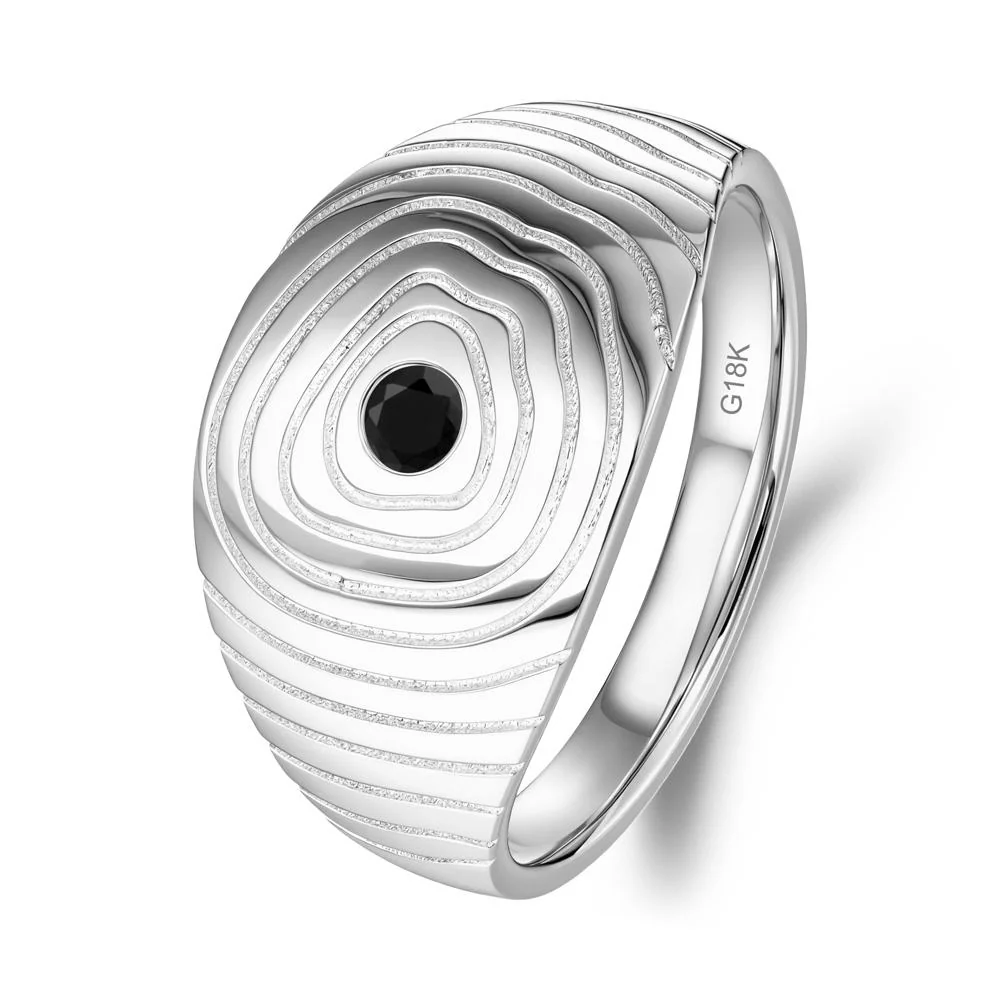 Wood Grain Black Spinel Statement Ring - Image 5
