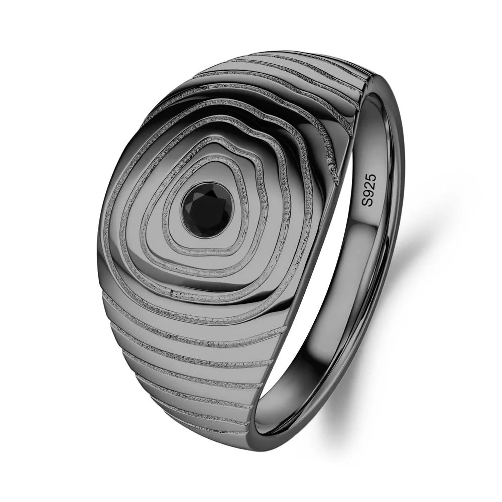 Wood Grain Black Spinel Statement Ring - Image 7