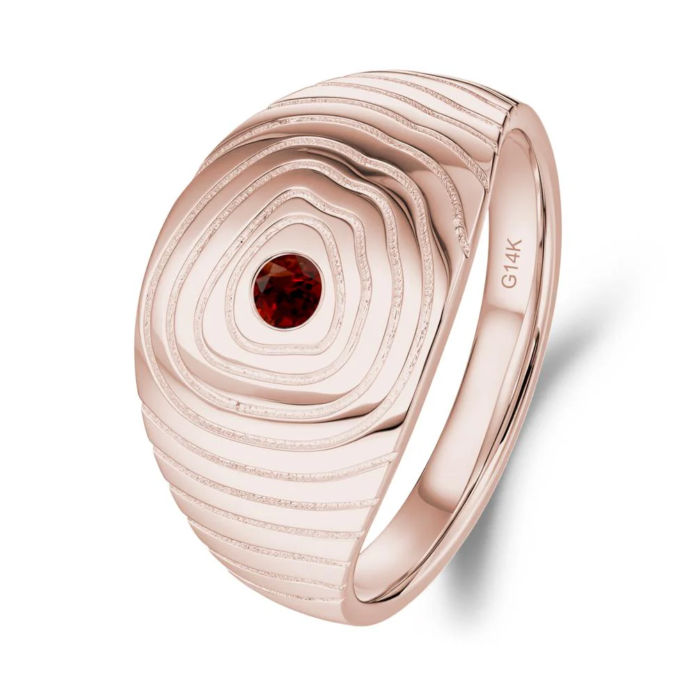 Wood Grain Garnet Statement Ring