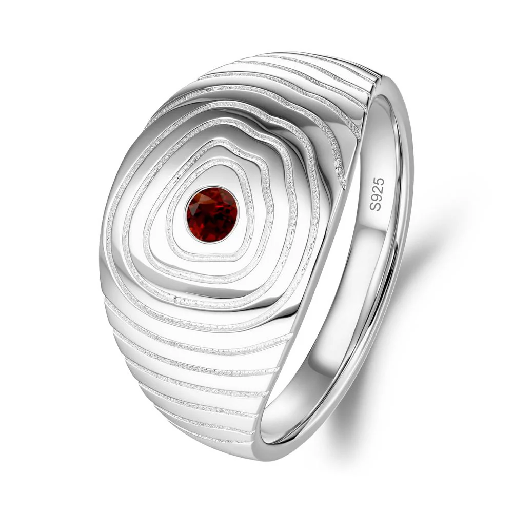 Wood Grain Garnet Statement Ring - Image 3