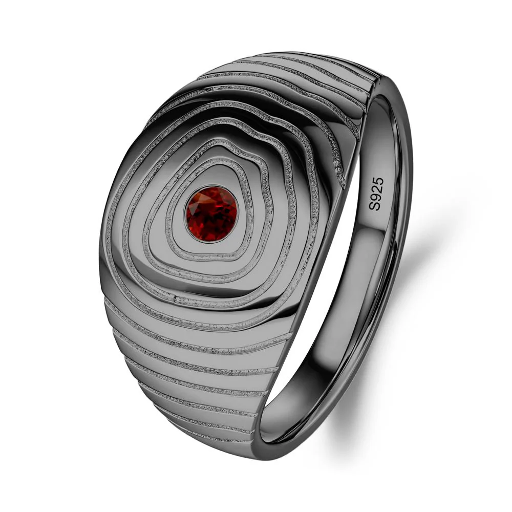 Wood Grain Garnet Statement Ring - Image 5