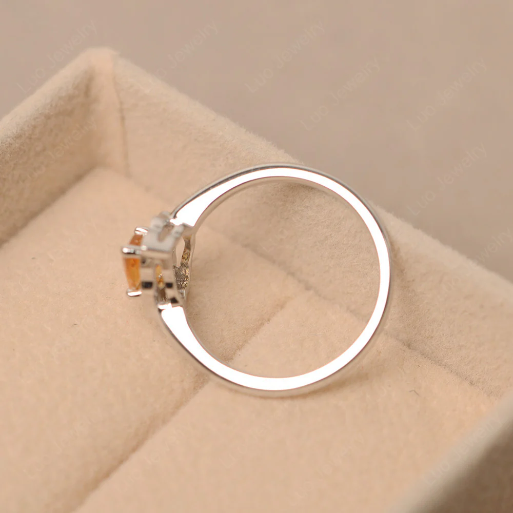 Marquise Cut Citrine Halo Engagement Ring - Image 4