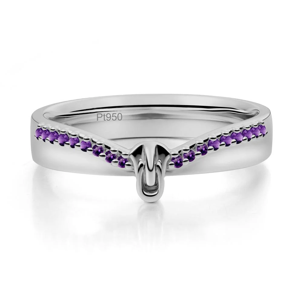 Zipper Inspired Movable Clasp Amethyst Curved Ring