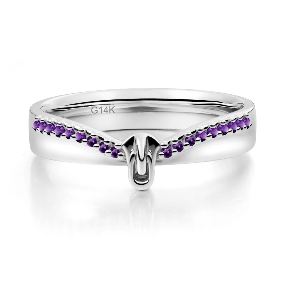 Zipper Inspired Movable Clasp Amethyst Curved Ring - Image 4
