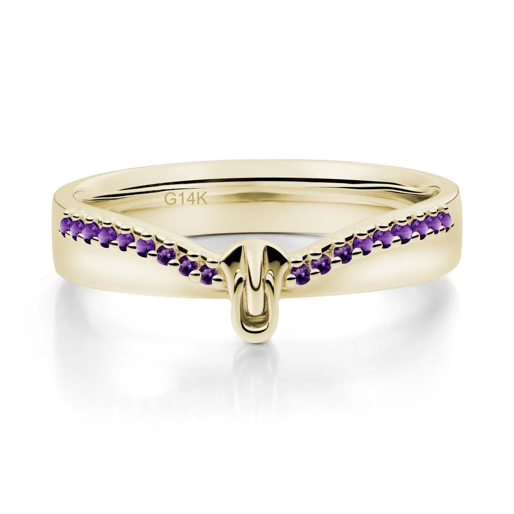 Zipper Inspired Movable Clasp Amethyst Curved Ring - Image 6