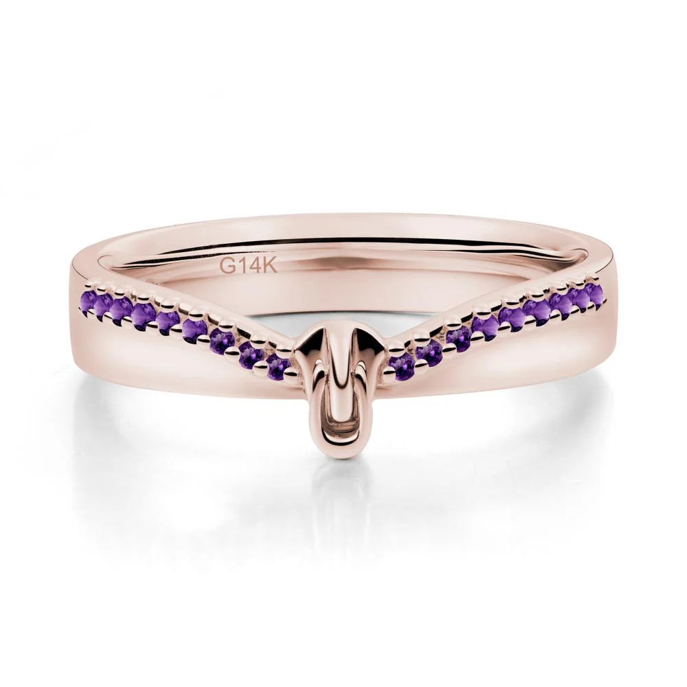 Zipper Inspired Movable Clasp Amethyst Curved Ring - Image 7