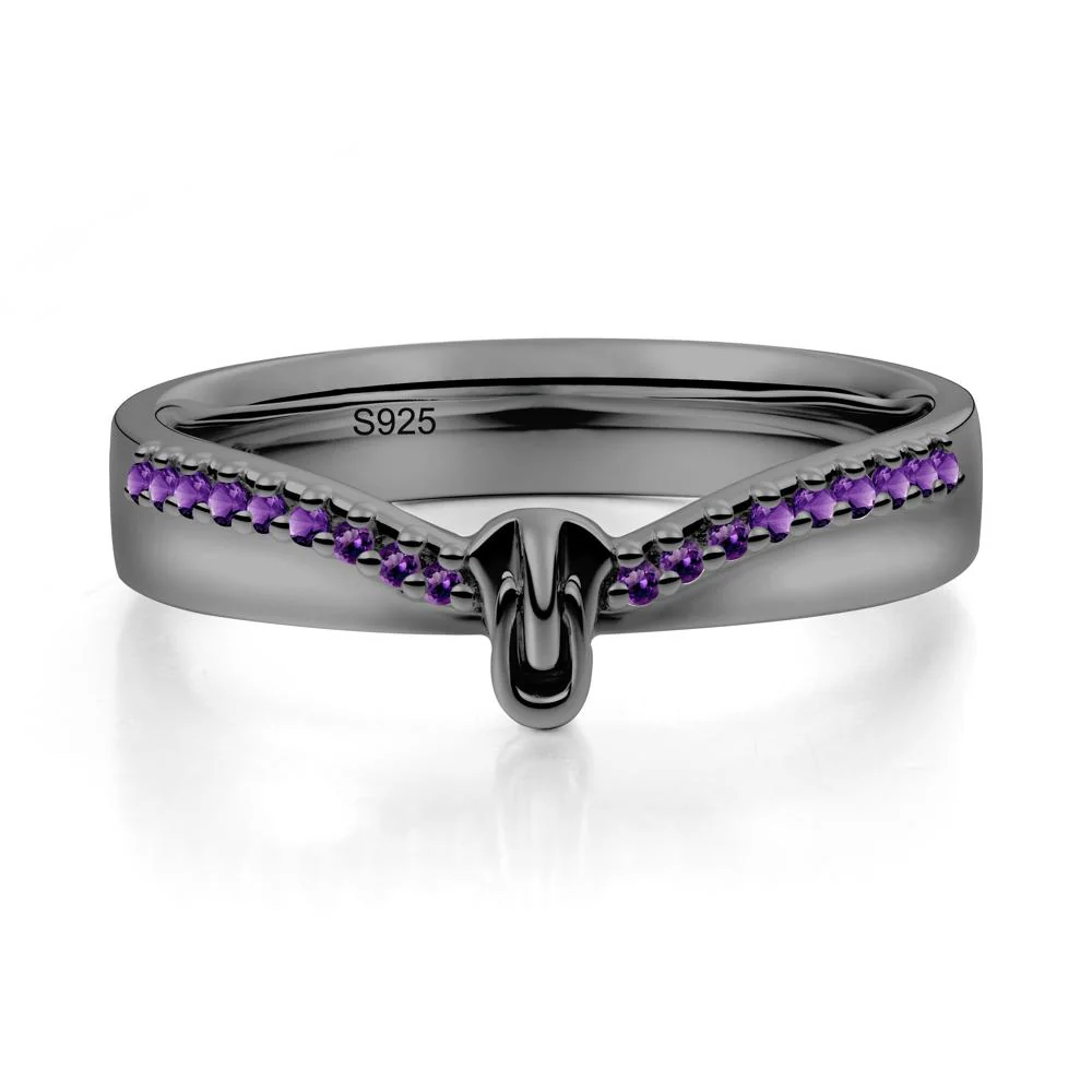 Zipper Inspired Movable Clasp Amethyst Curved Ring - Image 8