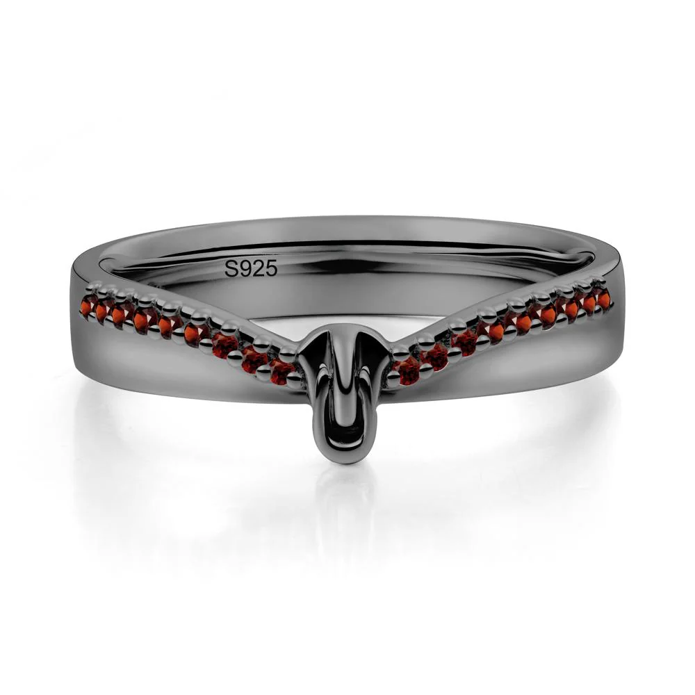 Zipper Inspired Movable Clasp Garnet Curved Ring