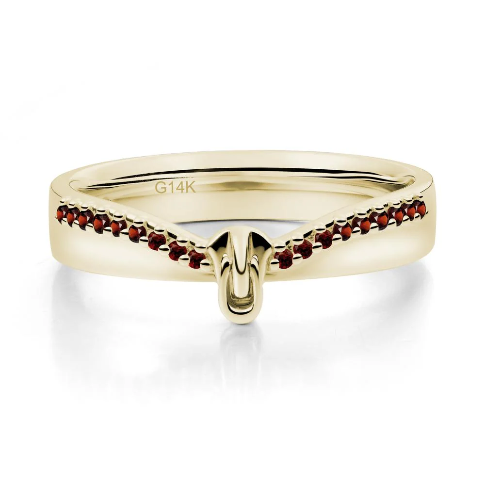 Zipper Inspired Movable Clasp Garnet Curved Ring - Image 2