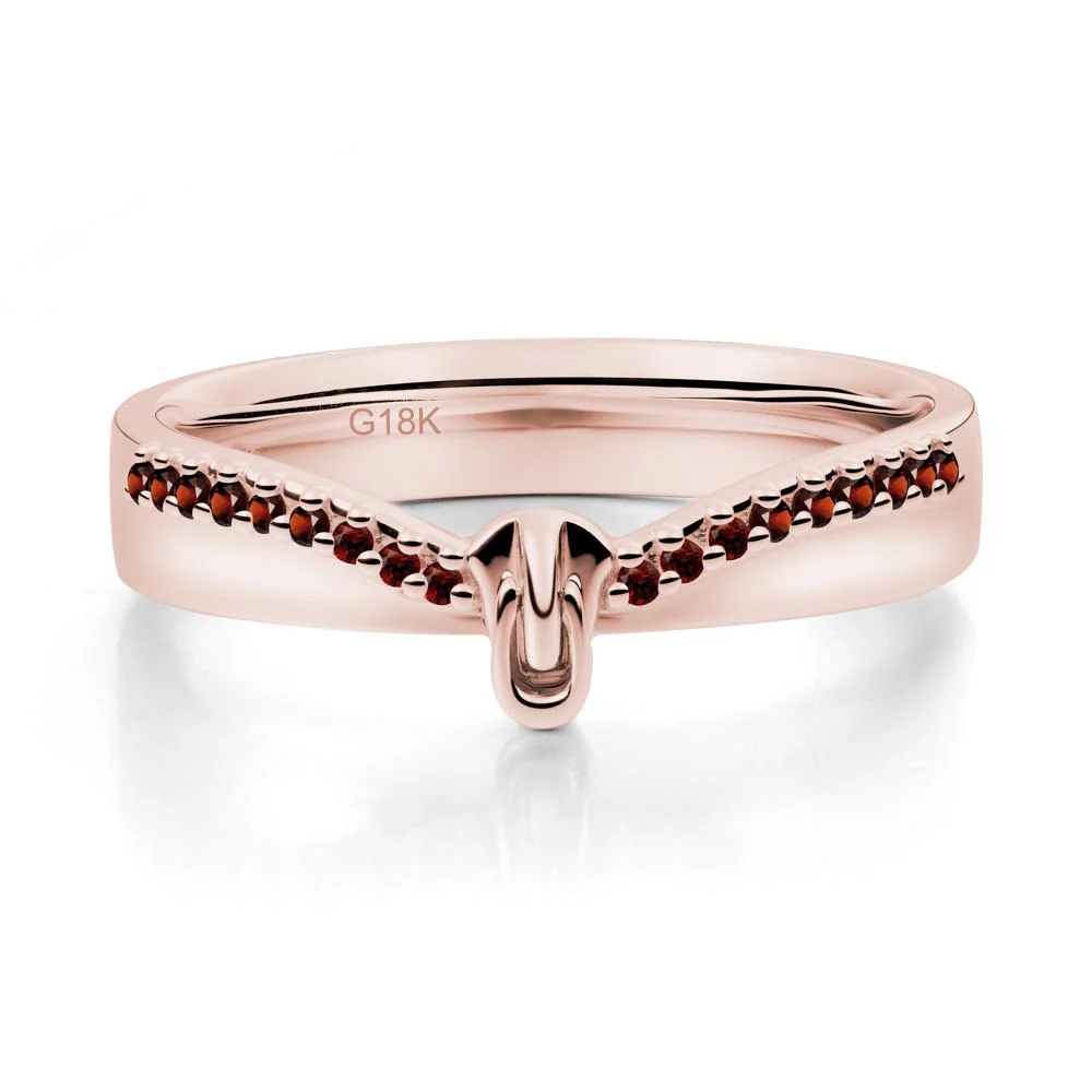 Zipper Inspired Movable Clasp Garnet Curved Ring - Image 3