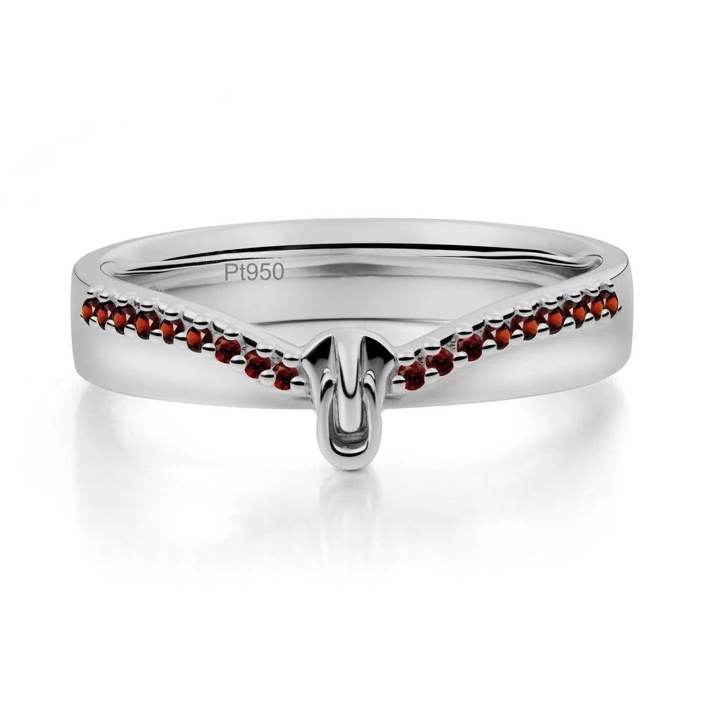 Zipper Inspired Movable Clasp Garnet Curved Ring - Image 5