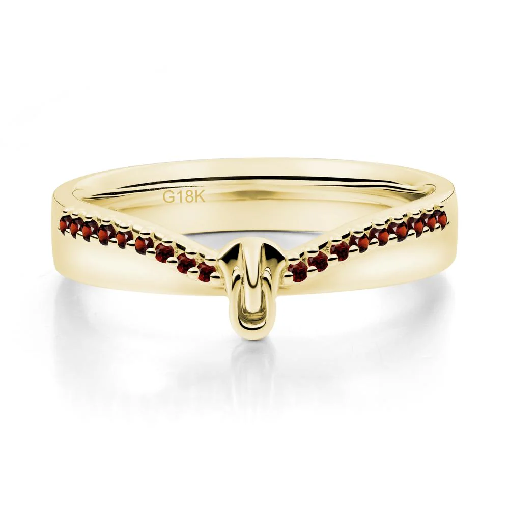 Zipper Inspired Movable Clasp Garnet Curved Ring - Image 6