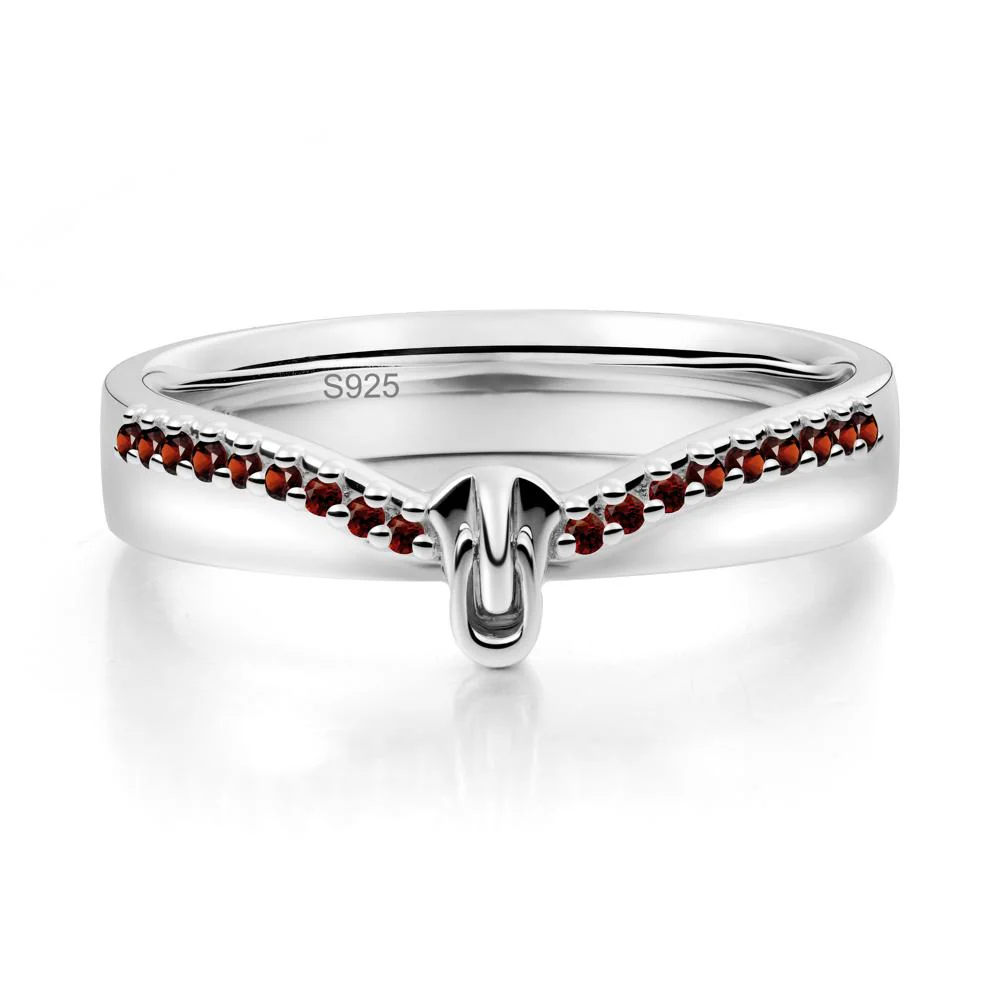 Zipper Inspired Movable Clasp Garnet Curved Ring - Image 7