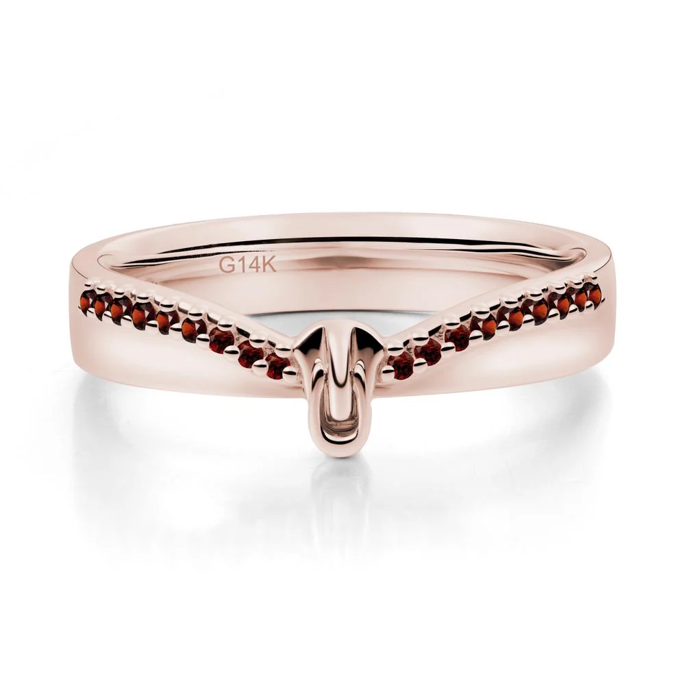 Zipper Inspired Movable Clasp Garnet Curved Ring - Image 8