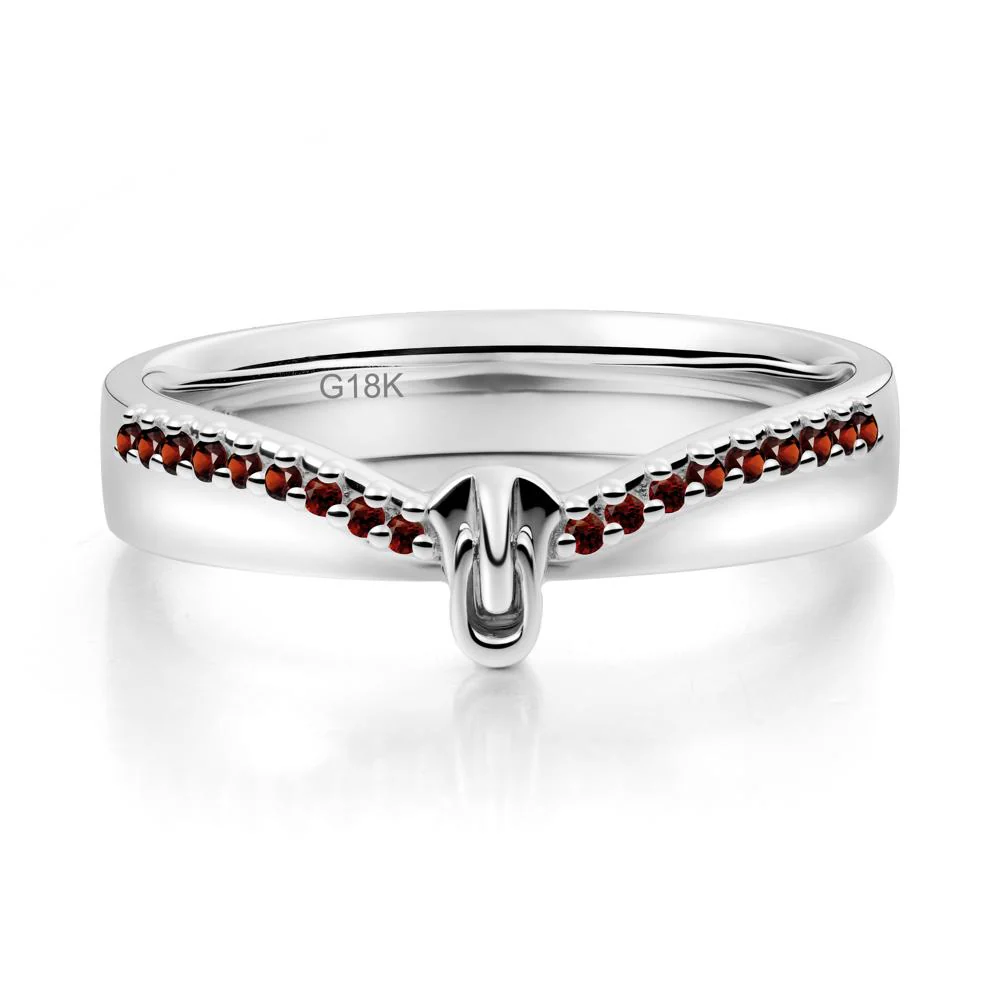 Zipper Inspired Movable Clasp Garnet Curved Ring - Image 9