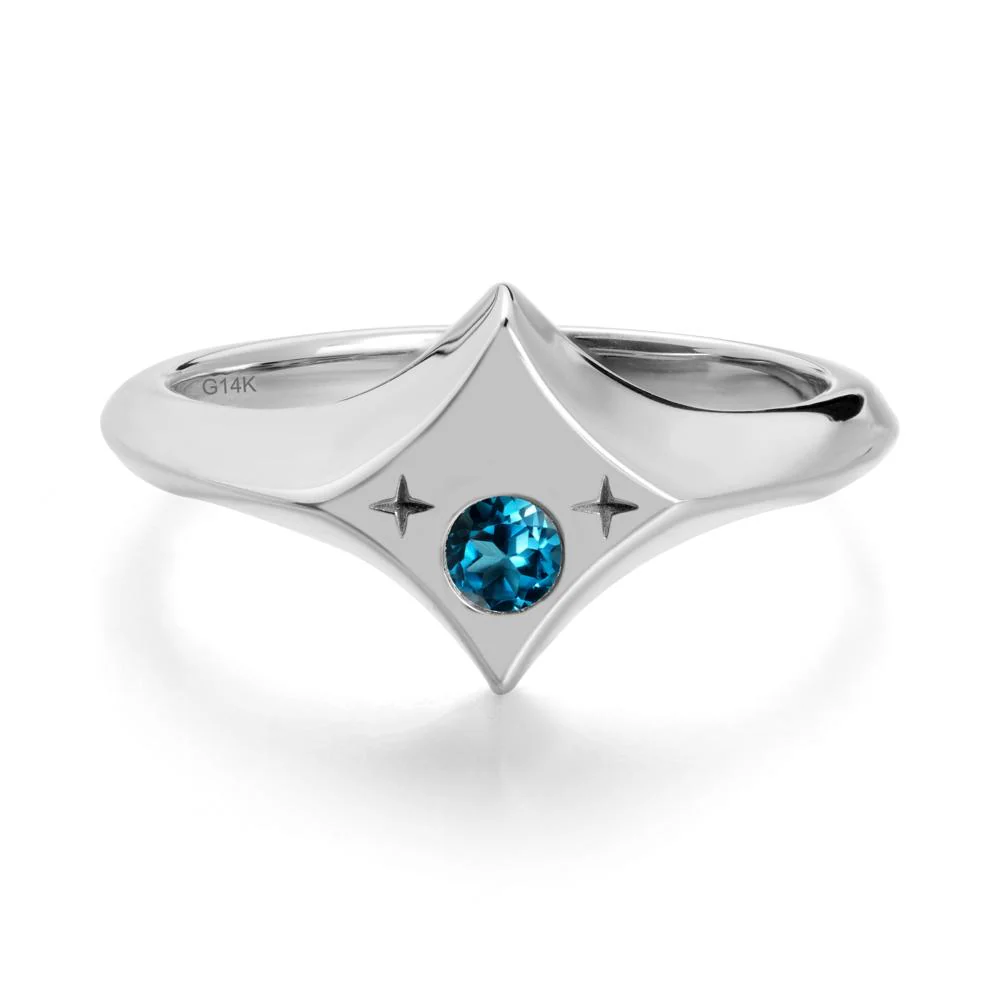Zodiac Signet London Blue Topaz Ring - Image 2